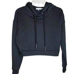 Good American Cropped Scuba Sweatshirt Black Size 2 Athleisure Women's Hoodie